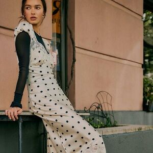 Free People Cream Polka Dot Maxi Dress